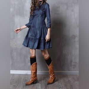 VICKY AND LUCAS Denim Blue Women's Dress. 100 % COTTON 💙💙💙💙
